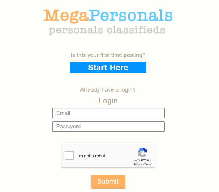 Create or Log in to MegaPersonal Account