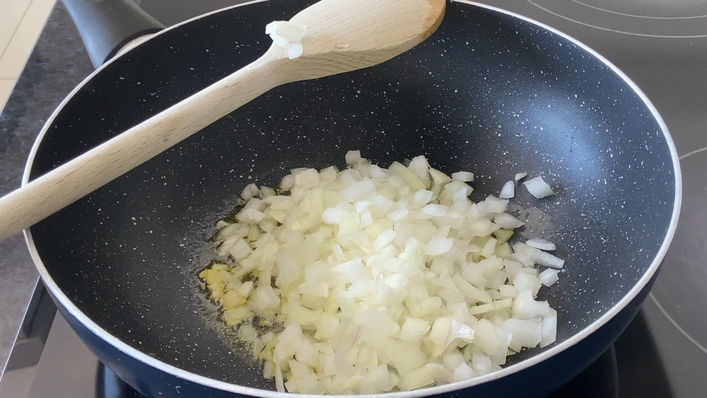 Sautéing the Onions and Garlic